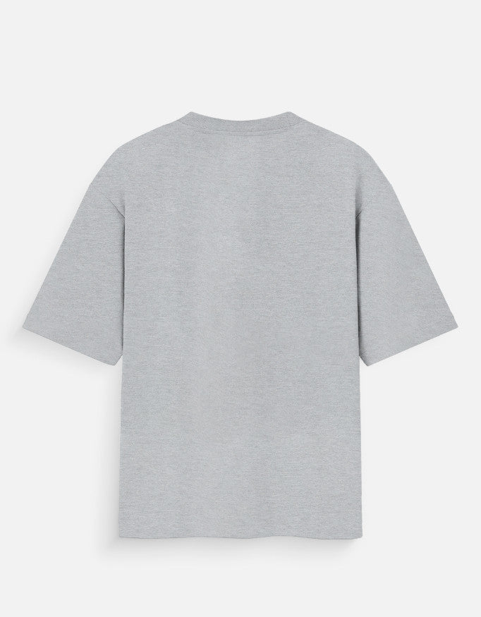Back view of goAt kart gray unisex oversized streetwear t-shirt with loose fit and short sleeves