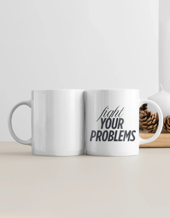 goAt kart white personalized mug gift for friends with fight your problems text