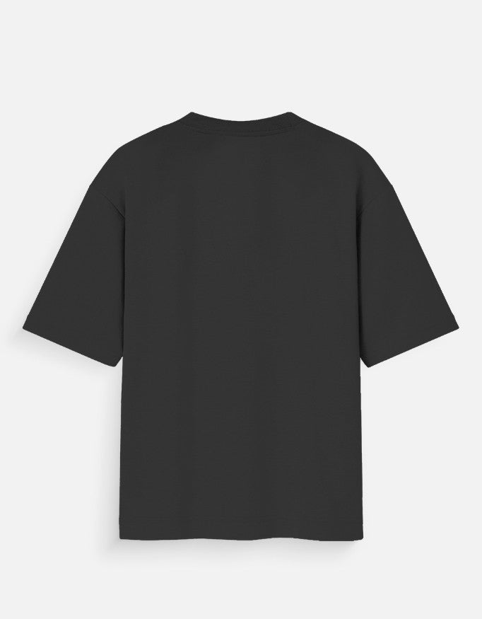 goAt kart unisex oversized streetwear t-shirt in black shown from the back with short sleeves