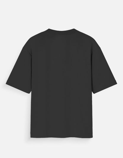 goAt kart unisex oversized streetwear t-shirt in black shown from the back with short sleeves