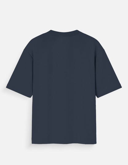 goAt kart unisex oversized streetwear t-shirt in navy blue shown from the back